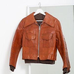 Vintage, genuine leather jacket, cognac brown